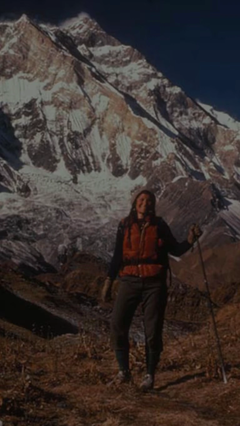 Members of the first all-female team celebrate at base camp after summiting Annapurna.