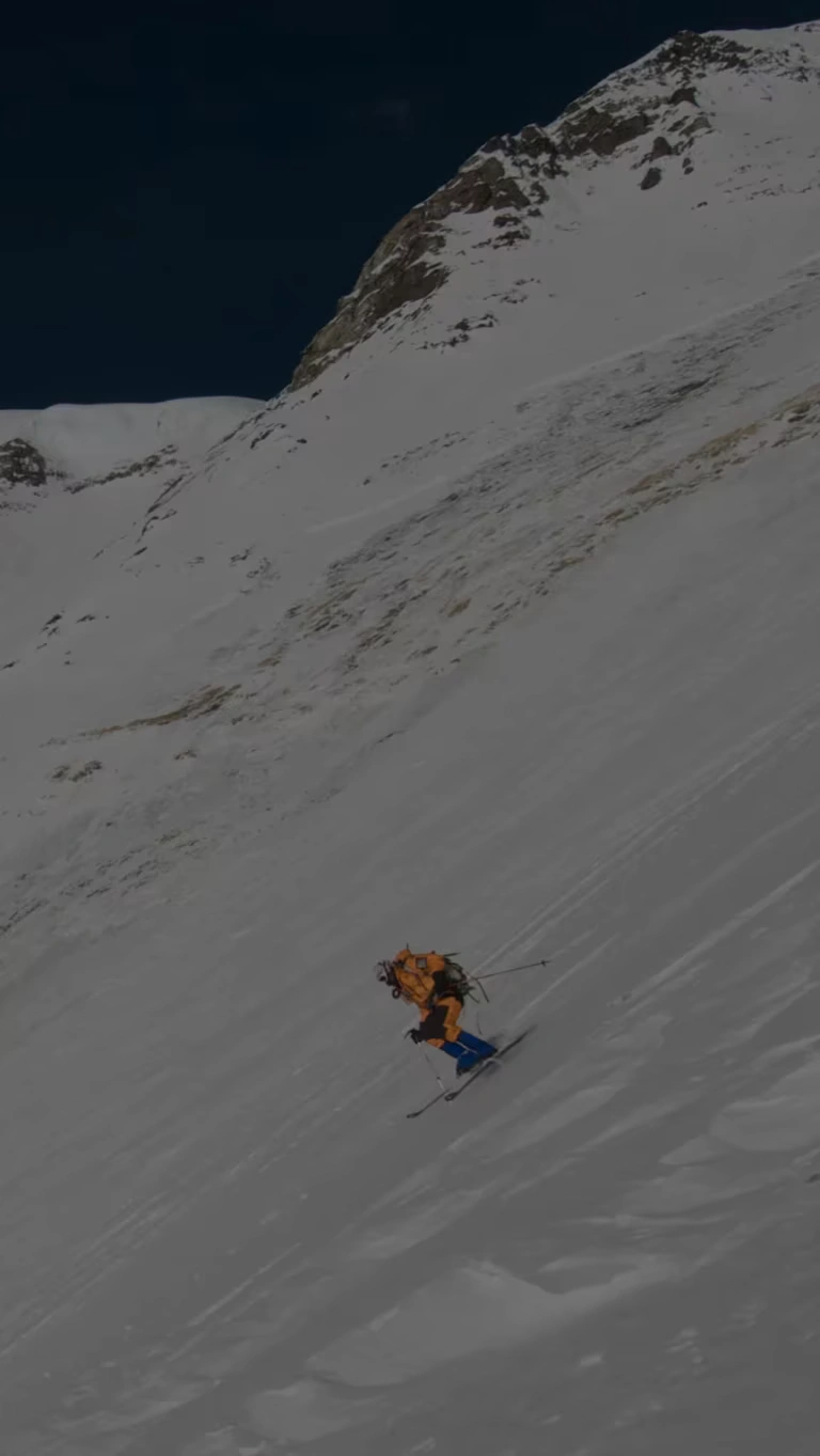 Kit DesLauriers and her team make a high-altitude ascent during her quest to ski the seven summits.