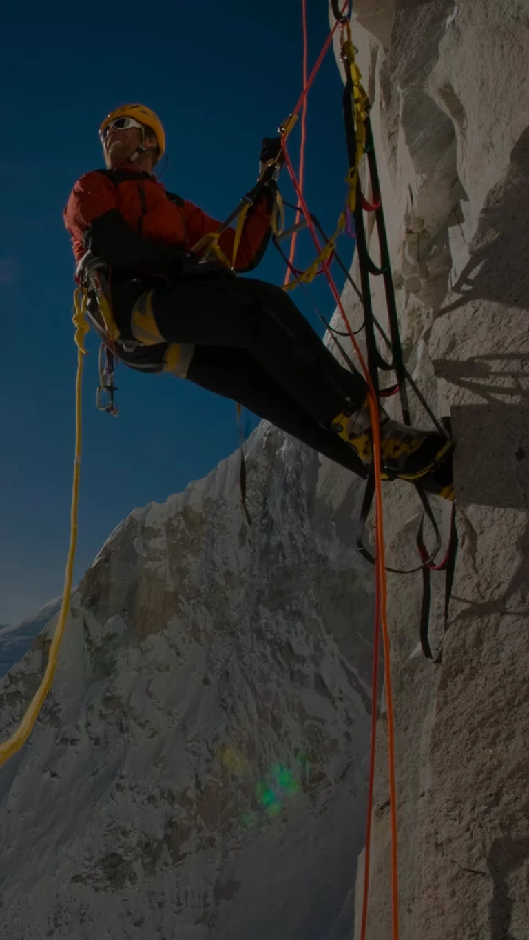A portrait of Jimmy Chin and Conrad Anker, members of the first team to summit Mount Meru.